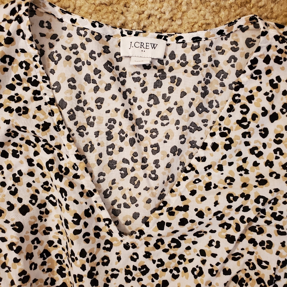 J. Crew v-neck ruffle  animal black/tan print Size XXS - Picture 10 of 11